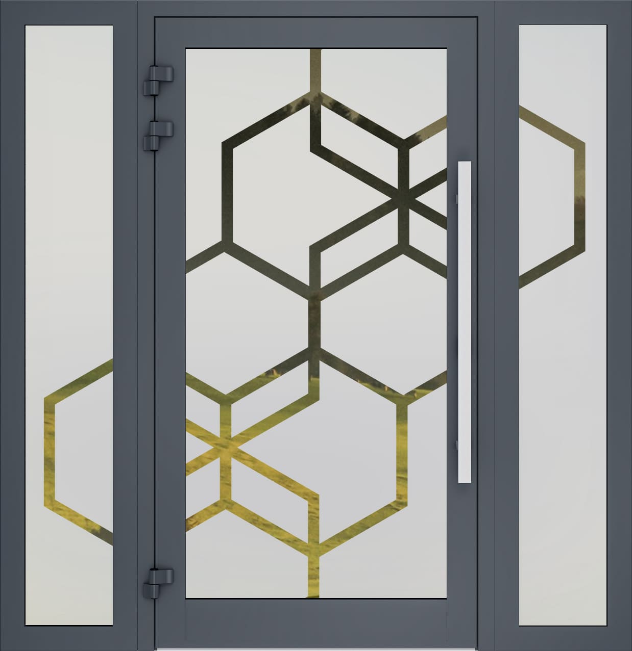 Porte d'entrés vitrés sablée 09