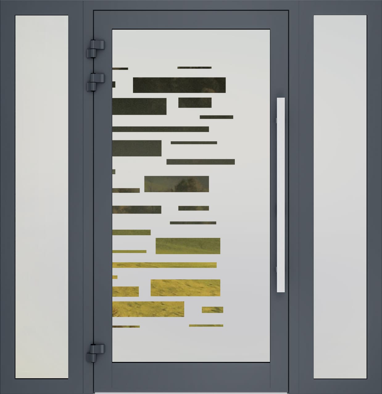 Porte d'entrés vitrés sablée 13